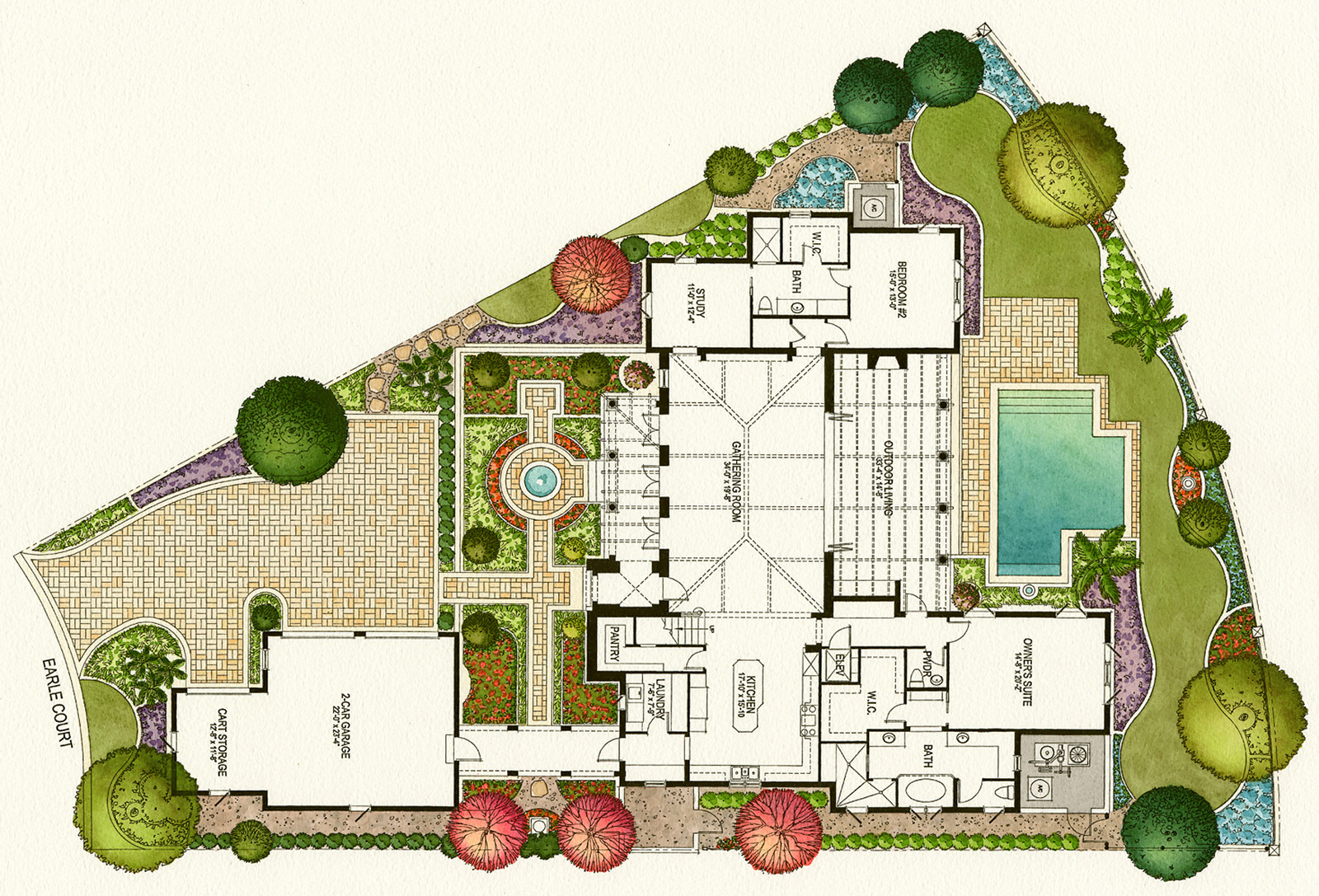 1600x1087 Pen And Ink Watercolor Rendering Single Family Floor Plan - Watercolor Floor Plan