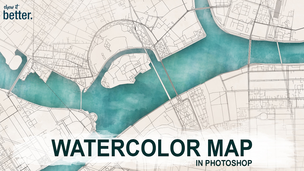 1280x720 Watercolor Map Tutorial In Photoshop - Watercolor Floor Plan