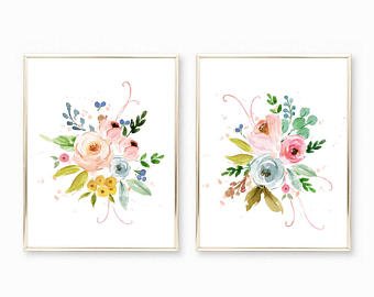 340x270 Floral Watercolor Etsy - Watercolor Floral Art