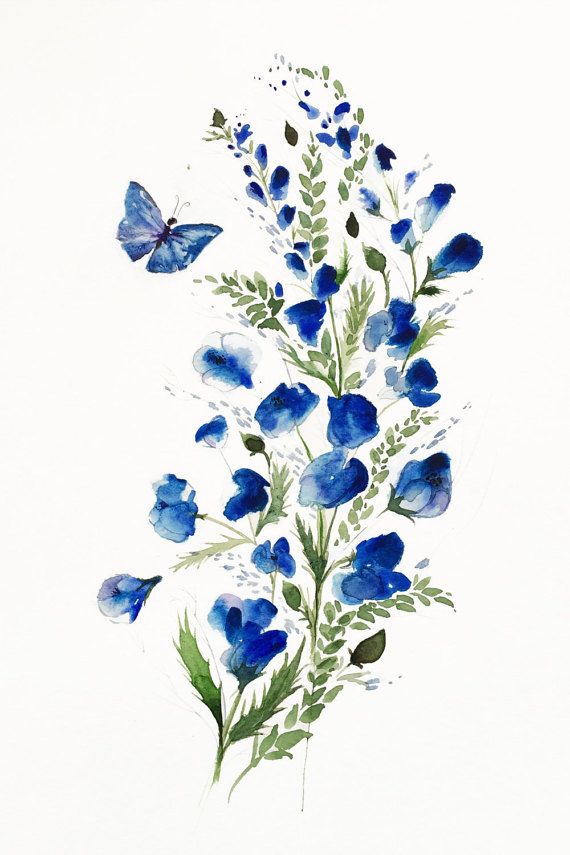 570x855 Flower Butterfly Art, Watercolor Flowers, Flower Giclee Print - Watercolor Floral Art