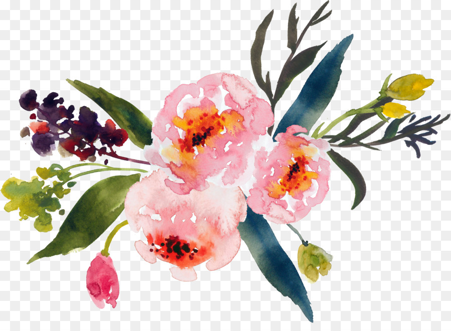 900x660 Flower Bouquet Watercolor Painting Clip Art - Watercolor Floral Art