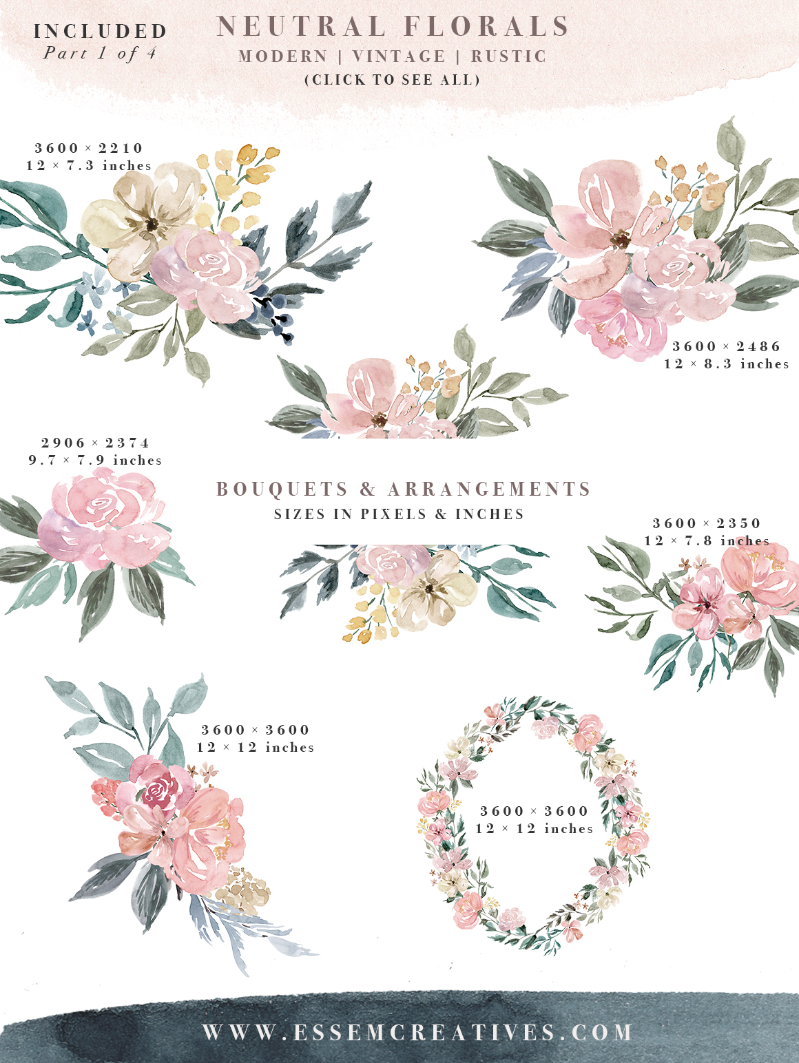 1160x1544 Neutral Watercolor Flowers Clipart, Floral Borders Amp Frames For - Watercolor Floral Art