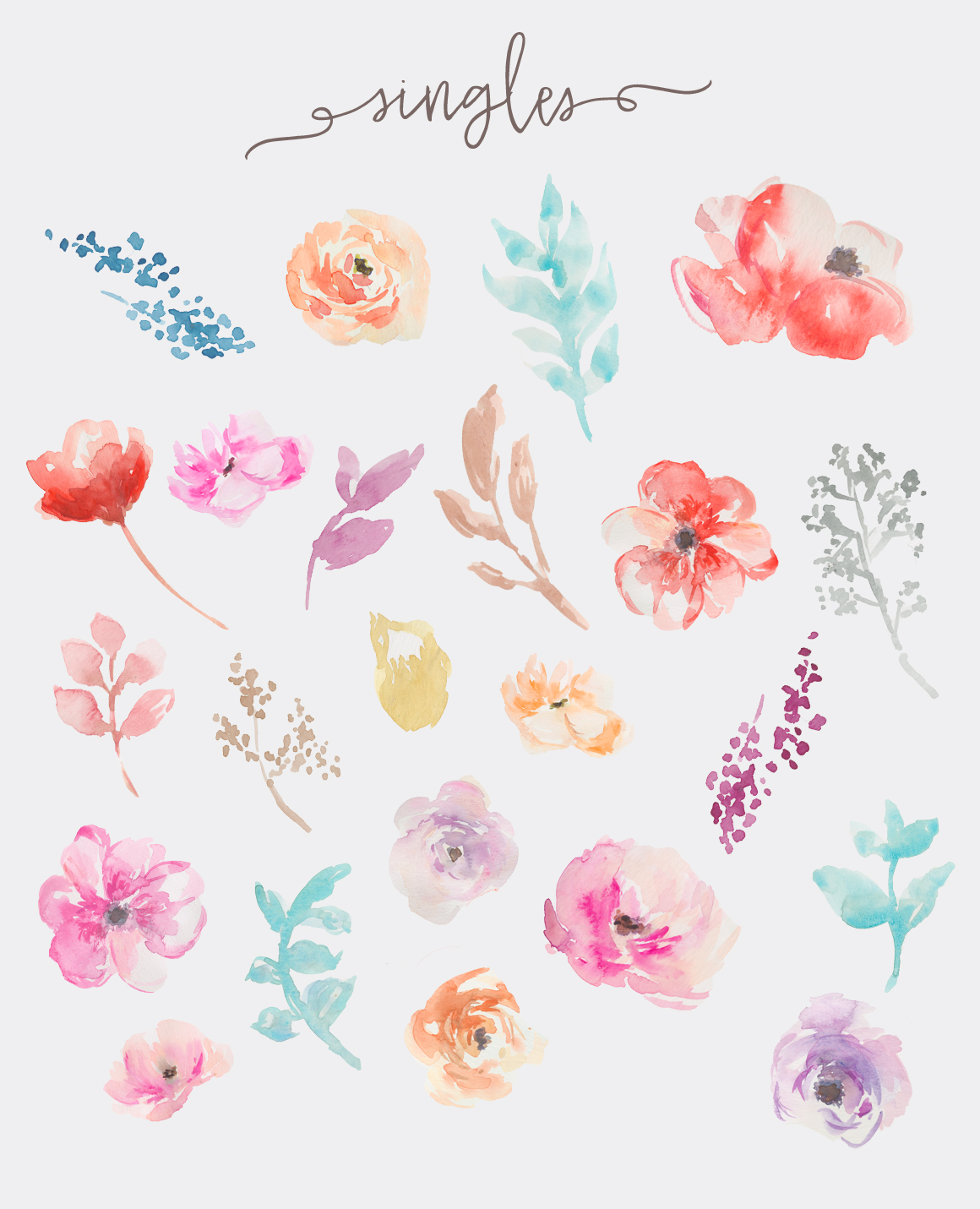 1160x1431 Watercolor Flowers Clip Art By Angie Makes - Watercolor Floral Art