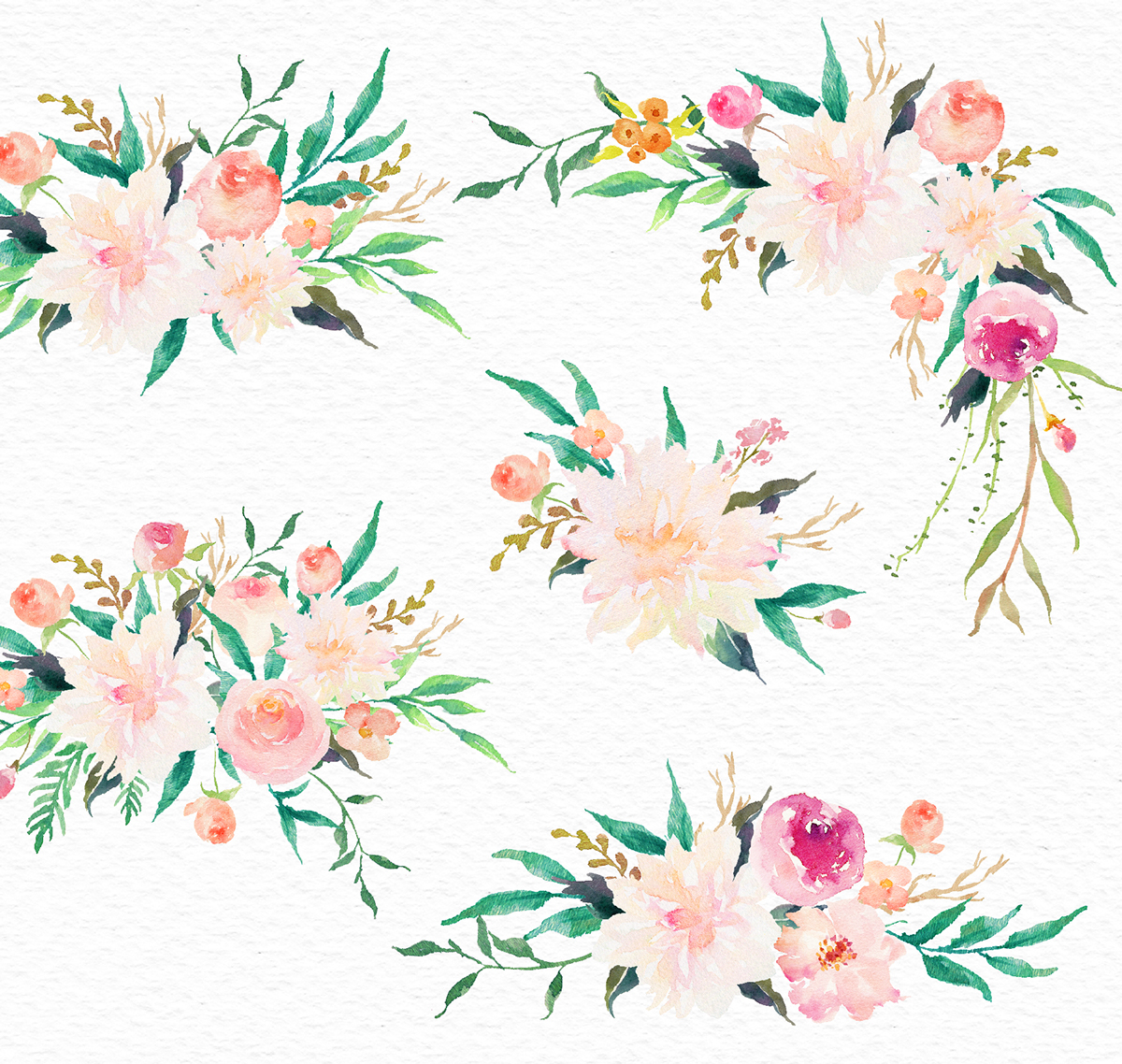 1200x1138 Watercolor Flower Clip Art Romantic Garden On Behance - Watercolor Floral Art