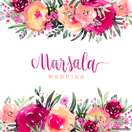 500x500 Marsala Wedding Watercolor Floral Background Stock Image And - Watercolor Floral Background