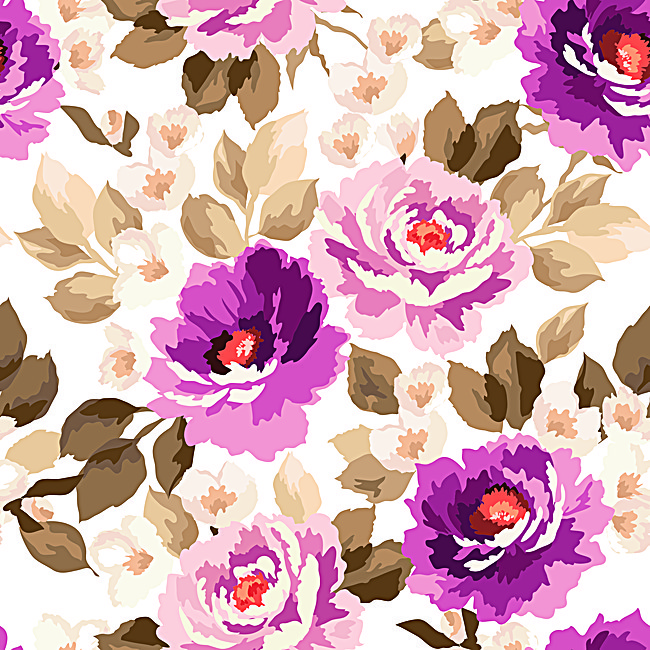 650x650 Purple Watercolor Floral Seamless Background Material, Purple - Watercolor Floral Background