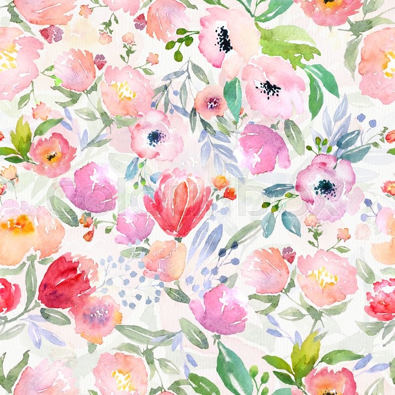 800x800 Watercolor Floral Botanical Pattern And Seamless Background. Ideal - Watercolor Floral Background