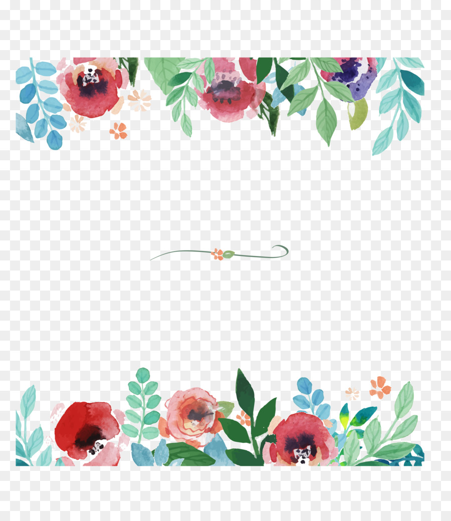 900x1040 Flower Watercolor Painting Pattern - Watercolor Floral Border