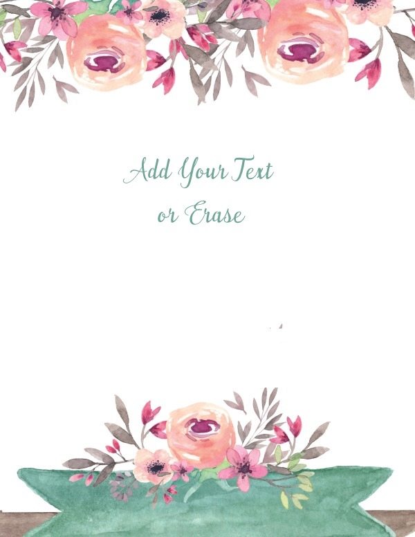 600x776 Free Watercolor Floral Background Customize Online Free - Watercolor Floral Border