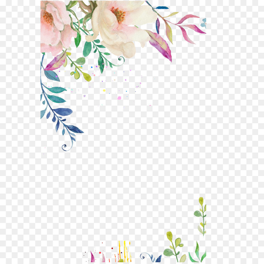 900x900 Wedding Invitation Flower Pink Watercolor Painting - Watercolor Floral Border