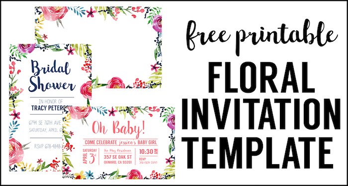700x375 Floral Borders Invitations {Free Printable Invitation Templates - Watercolor Floral Border Paper Printable