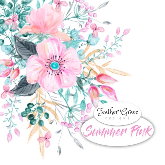 570x570 Watercolor Hand Painted Clipart Watercolor Flowers Clipart Etsy - Watercolor Floral Clipart