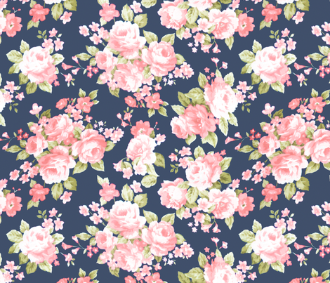 470x403 Navy Blush Watercolor Floral Fabric - Watercolor Floral Fabric