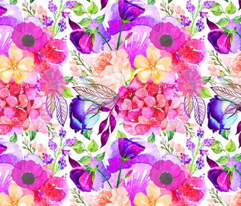 470x402 Pretty In Pink Watercolor Floral Fabric - Watercolor Floral Fabric