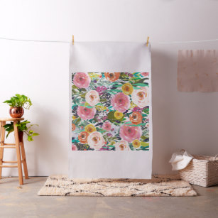 307x307 Watercolor Floral Fabric Zazzle - Watercolor Floral Fabric