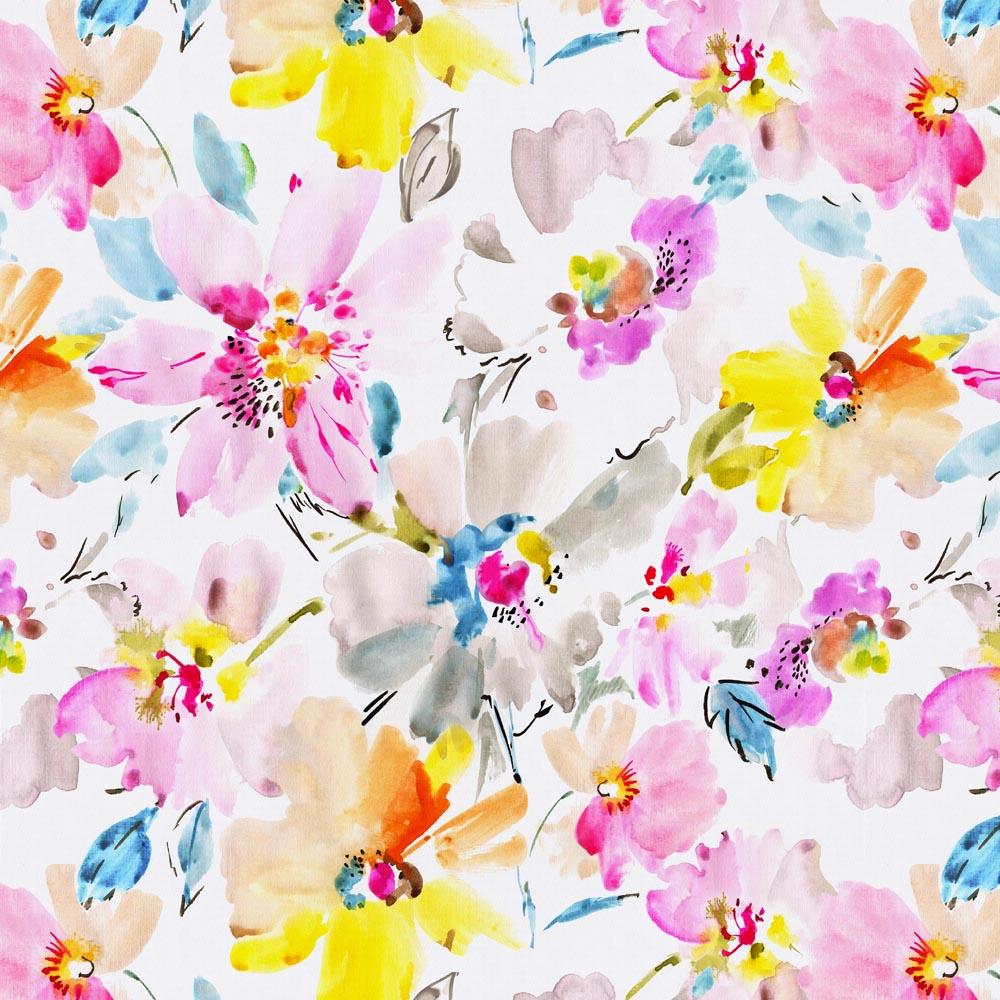 1000x1000 Watercolor Floral Fabric By The Yard Orange Fabric Carousel - Watercolor Floral Fabric