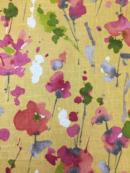 498x664 Watercolor Floral Yellow, Pink, Green, And Blue - Watercolor Floral Fabric