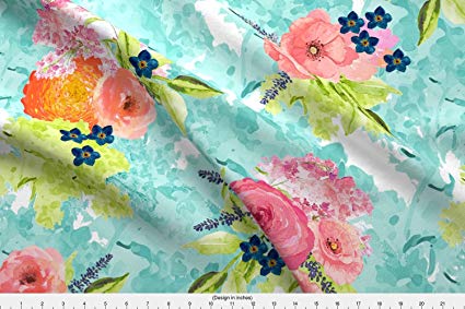 425x283 Spoonflower Floral Fabric Watercolor Floral By - Watercolor Floral Fabric