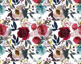 340x270 Watercolor Floral Fabric Etsy - Watercolor Floral Fabric