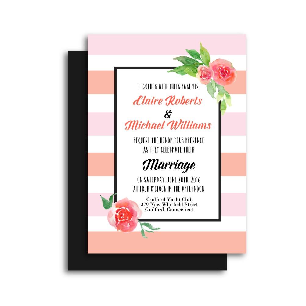 1003x1003 Pink And Peach Floral Wedding Invitation - Watercolor Floral Invitations