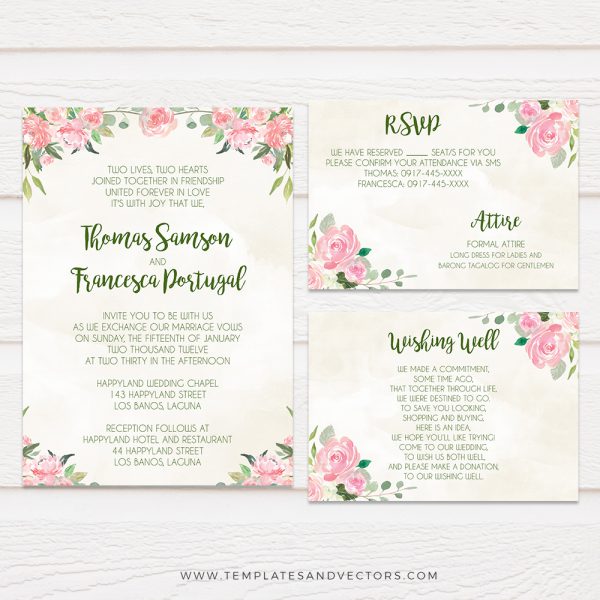 Watercolor Floral Invitations at PaintingValley.com | Explore ...