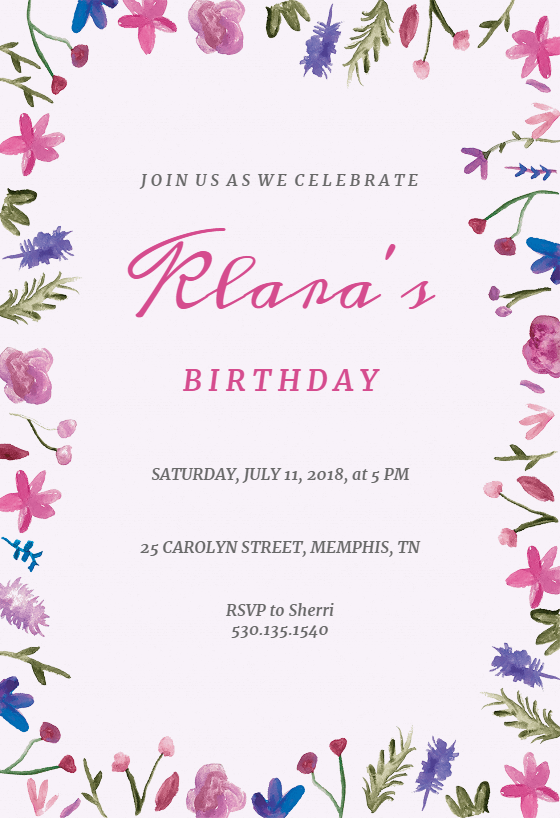 560x818 Watercolor Flowers - Watercolor Floral Invitations