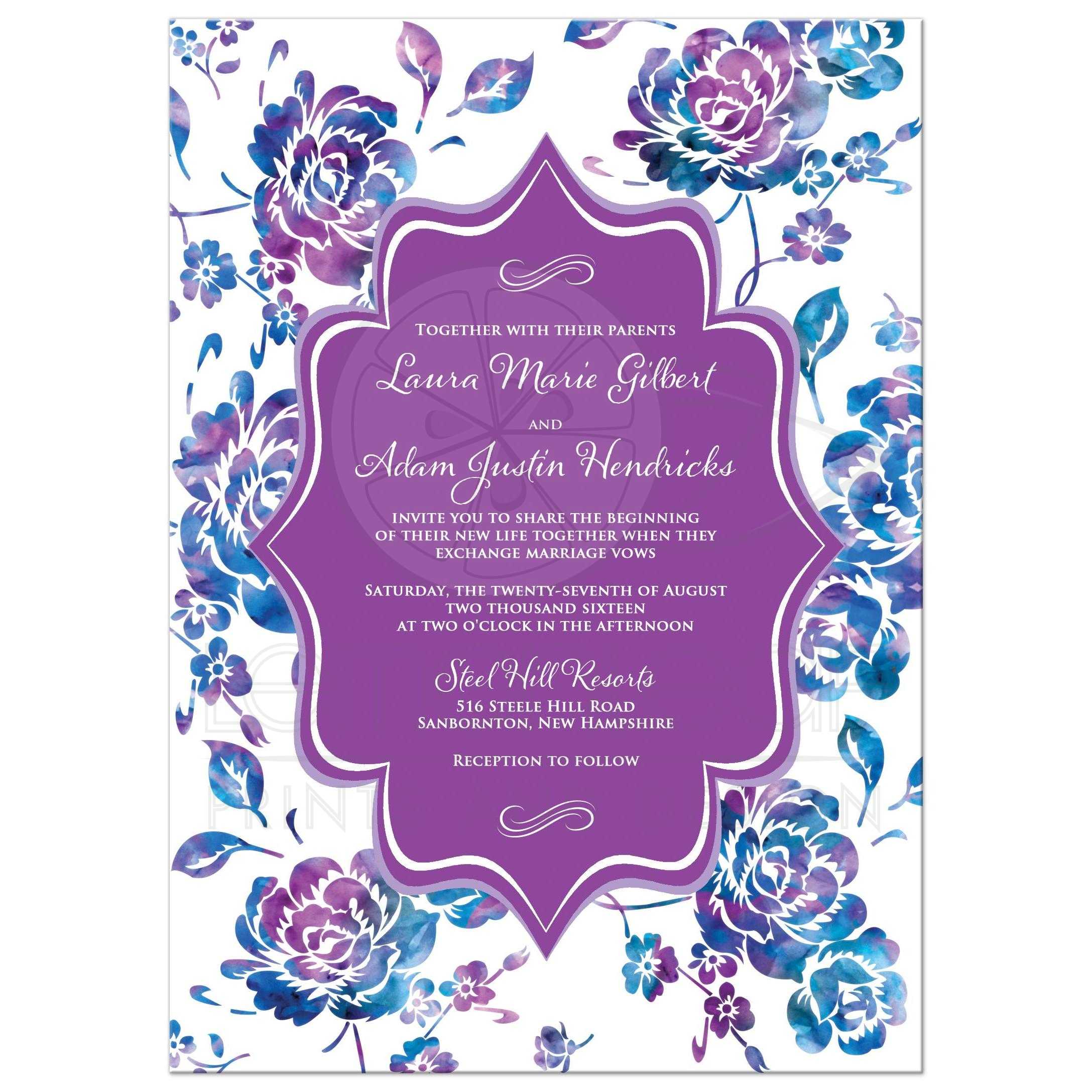 2175x2175 Wedding Invitation Watercolor Floral Purple, Teal, Turquoise - Watercolor Floral Invitations