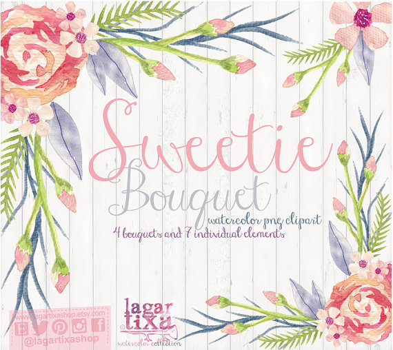 570x508 Watercolor Floral Clipart, Png, Wedding Bouquet, Arrangement - Watercolor Floral Paper