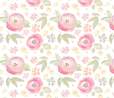 470x403 Watercolor Floral In Pink Fabric - Watercolor Floral Paper