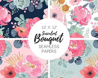 340x270 Watercolor Floral Digital Paper Etsy - Watercolor Floral Paper
