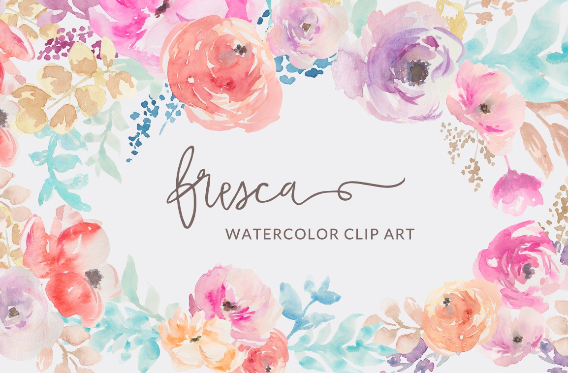 1154x758 Watercolor Flowers Clip Art By Angie Makes - Watercolor Floral Png