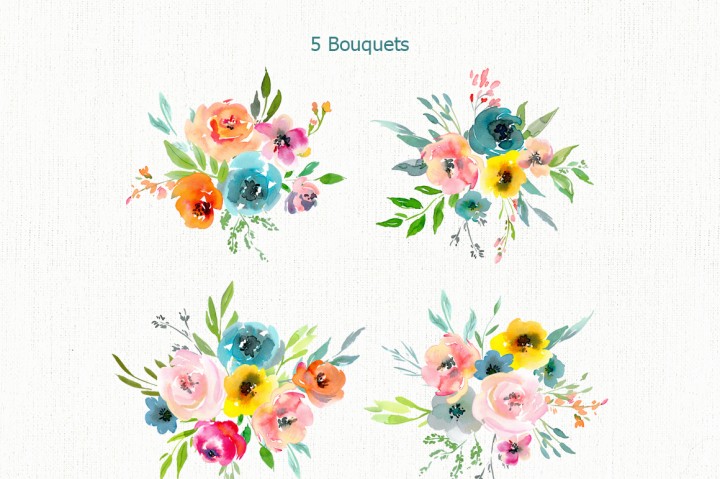 720x479 Bright Watercolor Floral Png Collection (Flowers, Bouquets, Wreath - Watercolor Floral Png