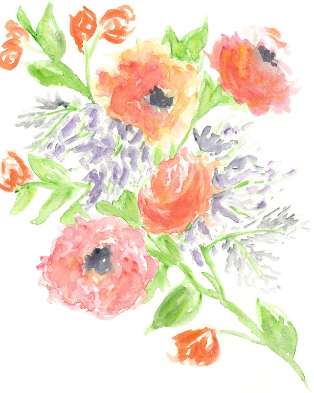 642x803 Flower Watercolor Art Watercolor Flower Print Floral Print Etsy - Watercolor Floral Print