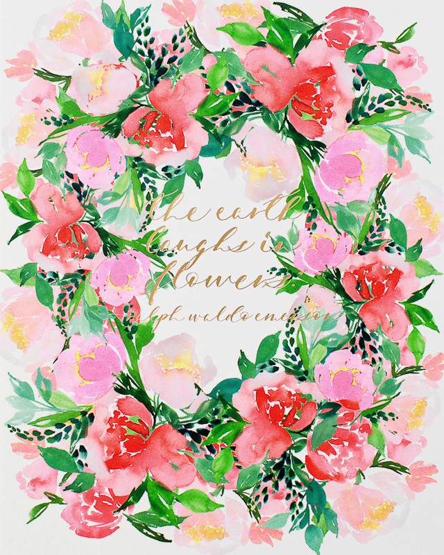 640x800 The Earth Laughs In Flowers - Watercolor Floral Print