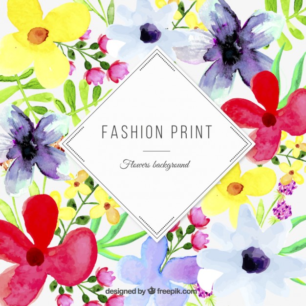 626x626 Watercolor Floral Print Vector Free Download - Watercolor Floral Print