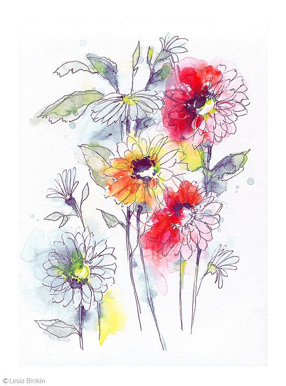 570x768 Watercolor Painting, Bright Floral, Print Set Of 2, Flower - Watercolor Floral Print
