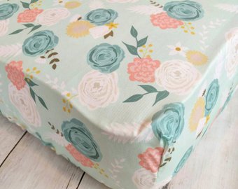 340x270 Pink And Navy Watercolor Floral Baby Bedding Watercolor - Watercolor Floral Sheets
