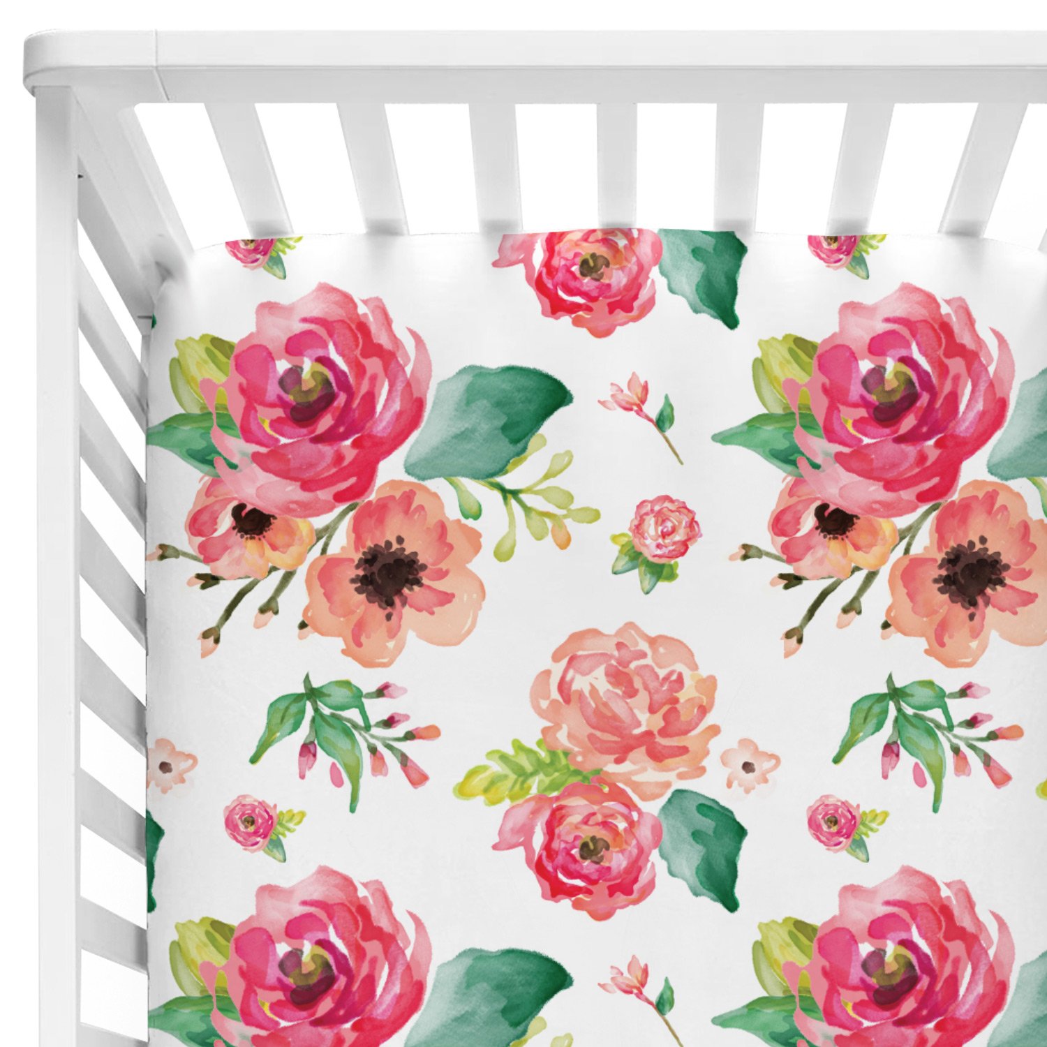 1500x1500 Boho Chic Floral Crib Sheet Caden Lane - Watercolor Floral Sheets