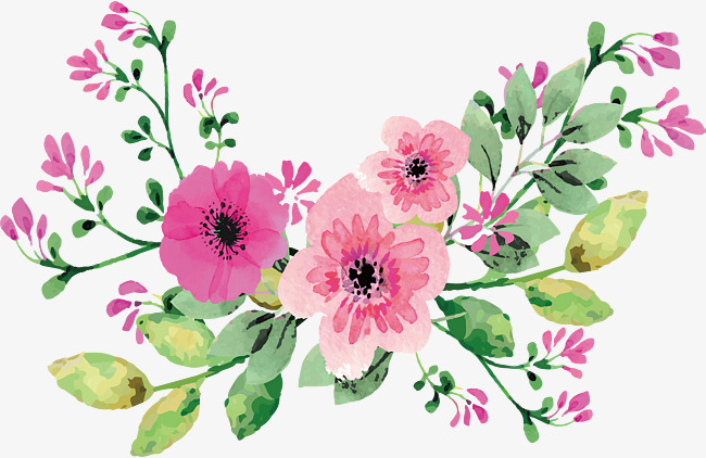 650x422 Romantic Watercolor Flowers, Vector Png, Flowers In Clusters - Watercolor Floral Vector