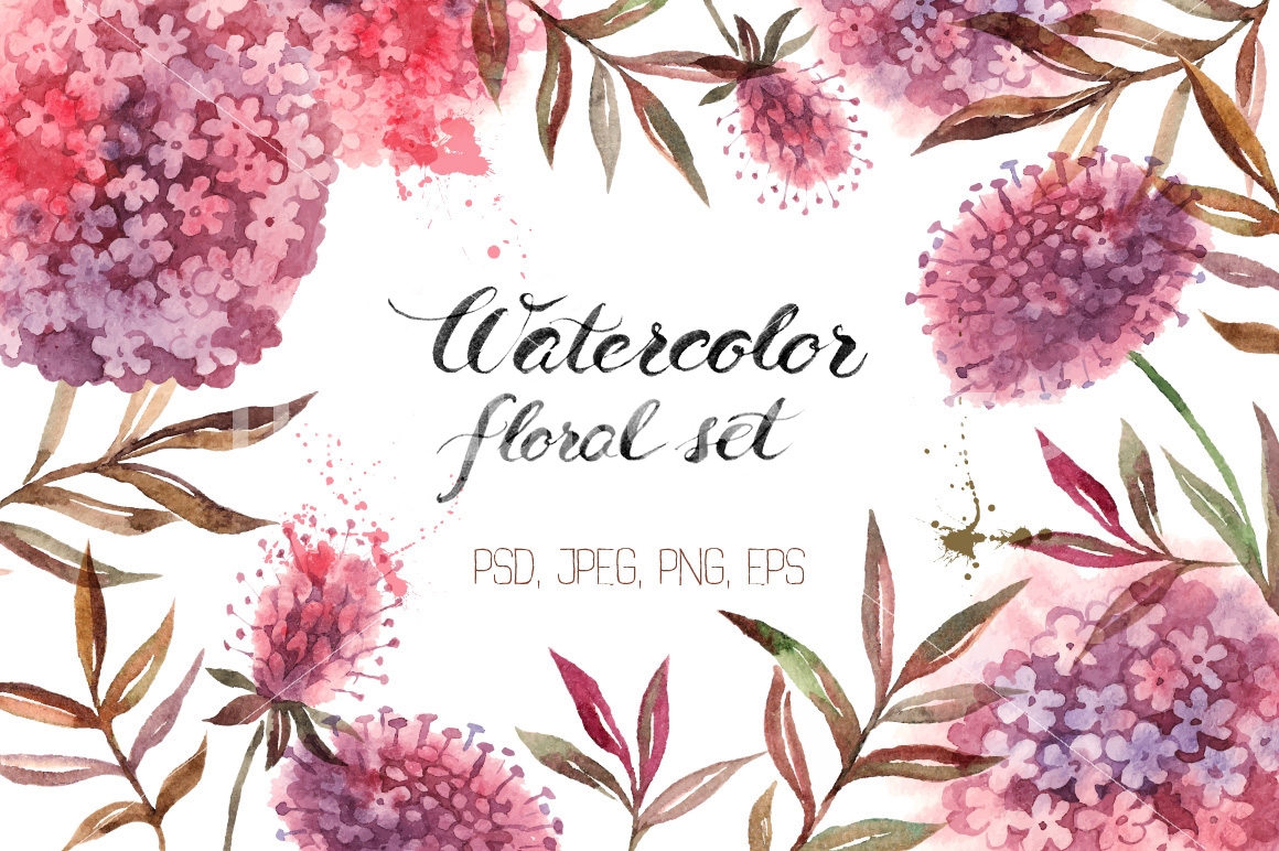 1160x772 Watercolor Floral Vector Set By Elena Pimonova - Watercolor Floral Vector