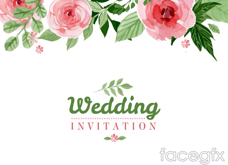 800x579 Watercolor Floral Wedding Invitation Poster Vector Graphics Over - Watercolor Floral Vector