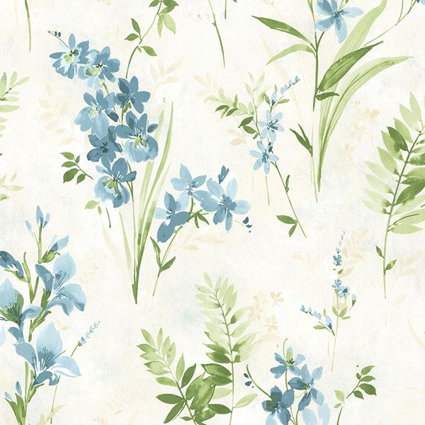 600x600 Henrietta Blue Watercolor Floral 2605 21630 - Watercolor Floral Wallpaper