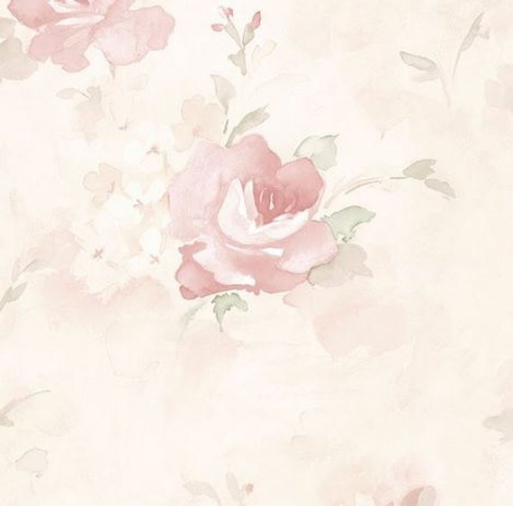 570x563 Soft Watercolor Floral Wallpaper Antique Pink Rose Shabby Etsy - Watercolor Floral Wallpaper
