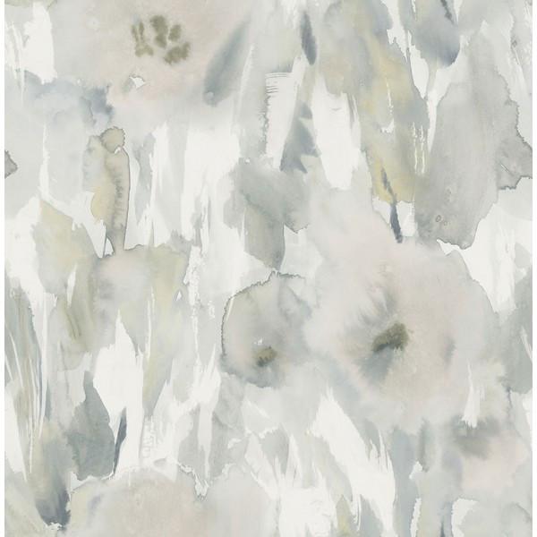 600x600 Watercolor Floral Wallpaper In Greys And Neutrals From The L - Watercolor Floral Wallpaper
