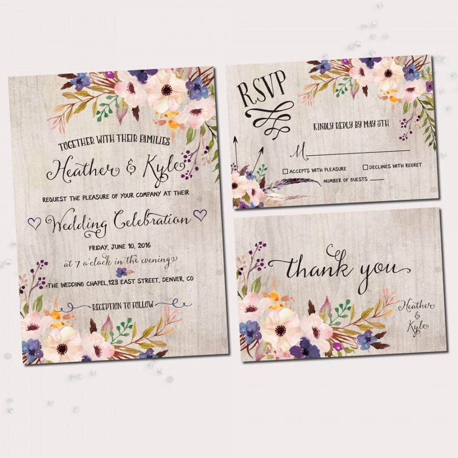 900x900 Floral Wedding Invitations - Watercolor Floral Wedding Invitations