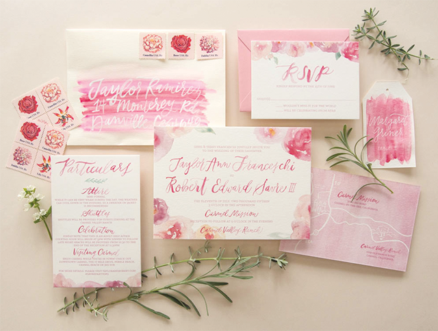 640x483 Pink Floral Watercolor Wedding Invitations - Watercolor Floral Wedding Invitations