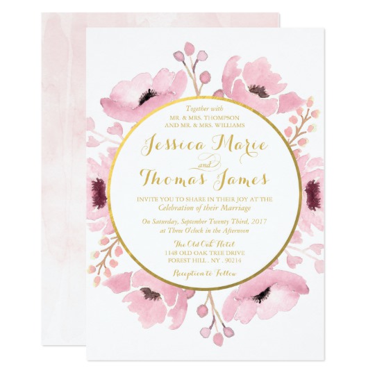540x540 Spring Pinks Watercolor Floral Wedding Collection Invitation - Watercolor Floral Wedding Invitations