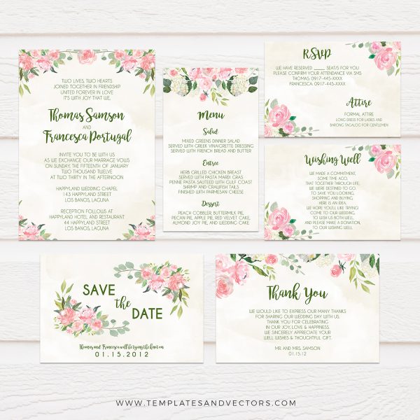 600x600 Tvw054 Watercolor Floral Wedding Invitation Diy Printable Template - Watercolor Floral Wedding Invitations