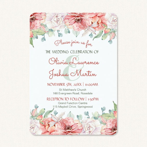600x600 Watercolor Flower Wedding Invitations With Romantic Flower Design - Watercolor Floral Wedding Invitations