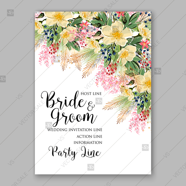 600x600 Anemone Sakura Spring Watercolor Flower Wedding Invitation Floral - Watercolor Floral Wedding Invitations